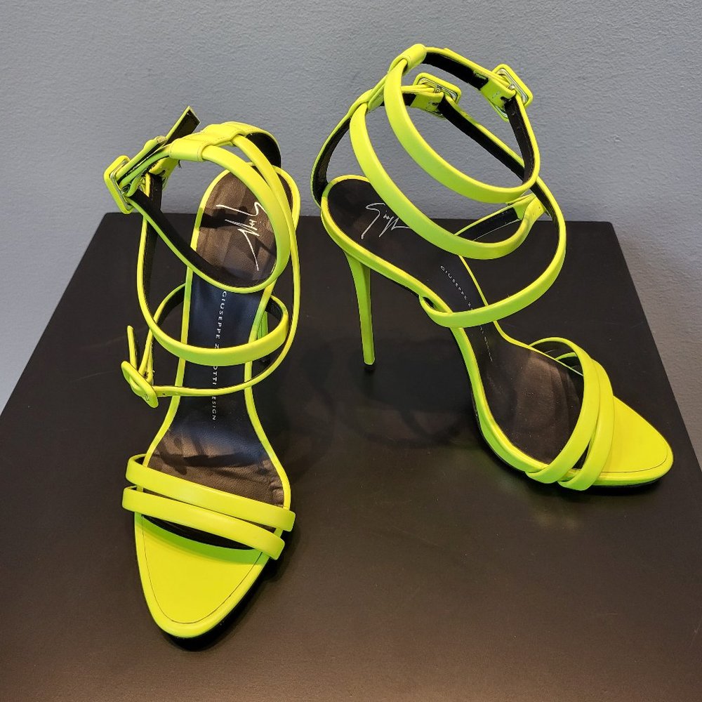 Giuseppe Zanotti neon lime green high heel strappy sandals